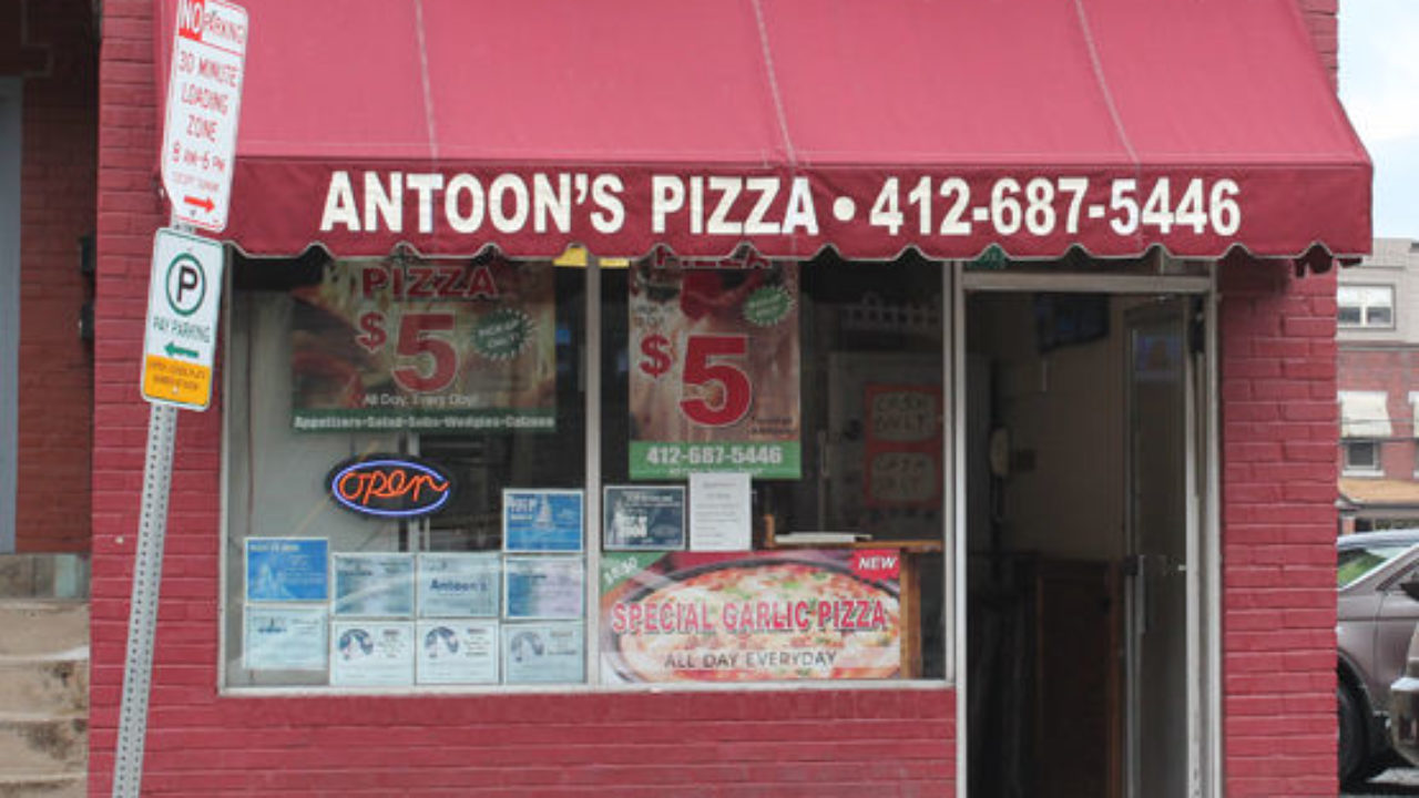 Storefront of Antoon's Pizza