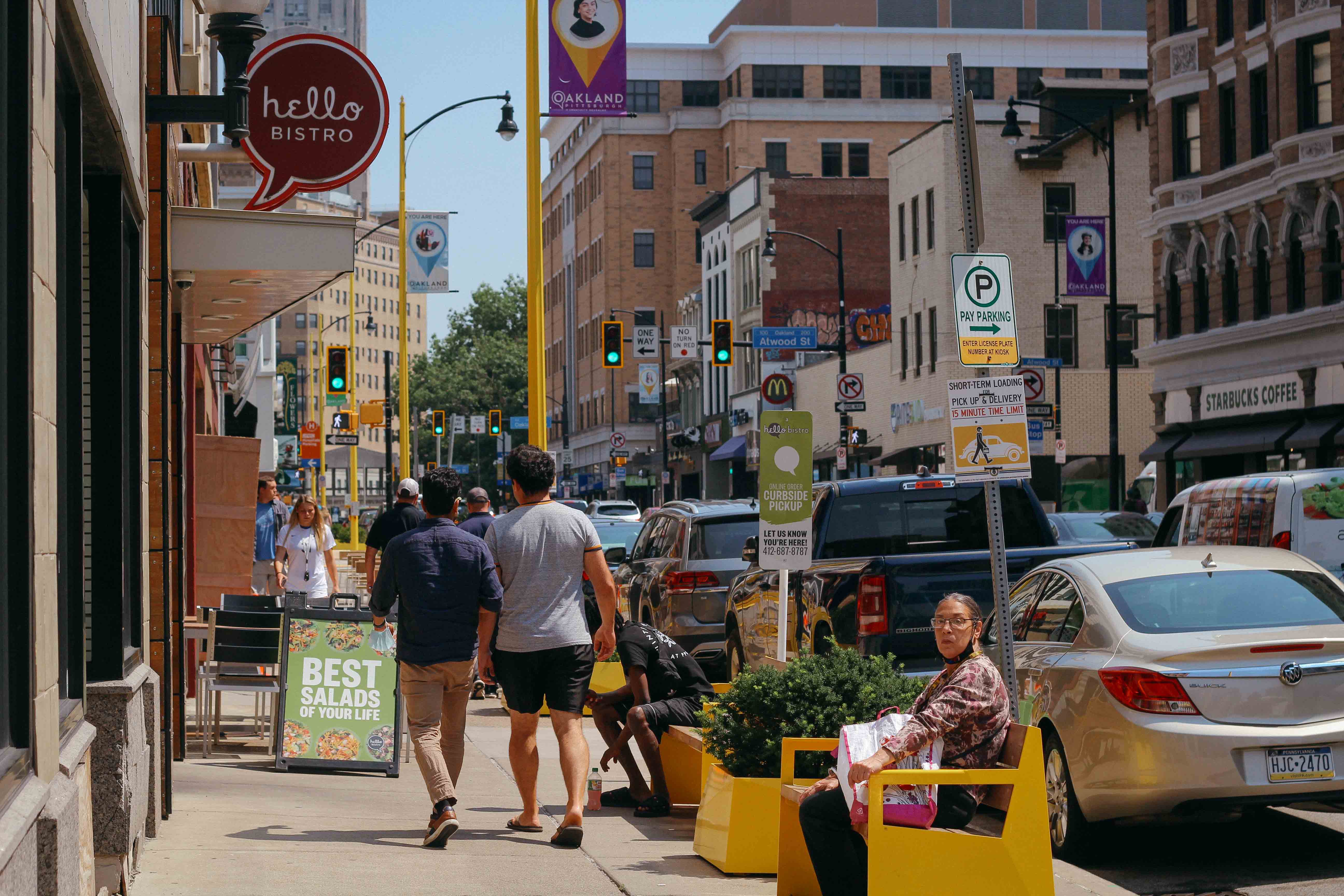 Lively street of Oakland, PIttsburgh